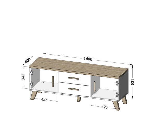 LOTTA CAMA MEBLE Тумба ТВ 140 2D2S белый
