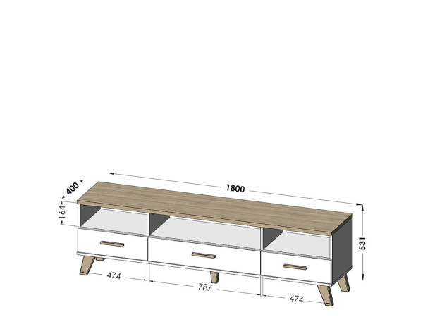 LOTTA CAMA MEBLE Тумба ТВ 180 3S3K белый