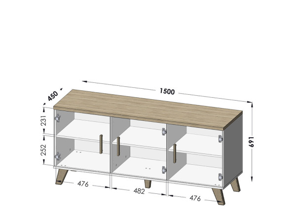 LOTTA CAMA MEBLE Комод 150 3D белый