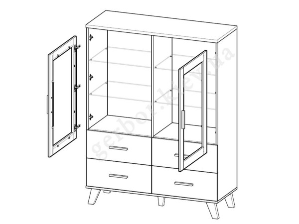 LOTTA CAMA MEBLE Витрина 120 2D4S белый