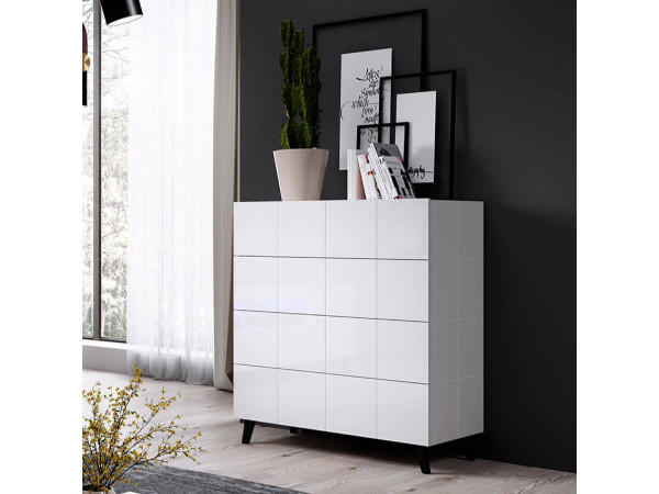 REJA CAMA MEBLE Комод 4S белый глянец