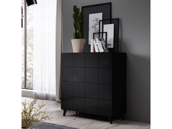 REJA CAMA MEBLE Комод 4S черный глянец