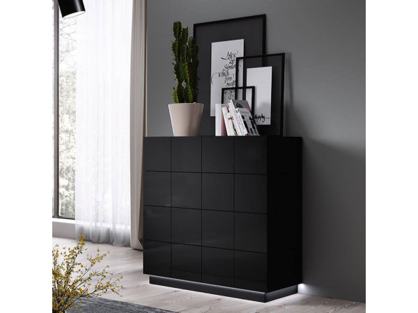 REJA CAMA MEBLE Комод 4S черный глянец
