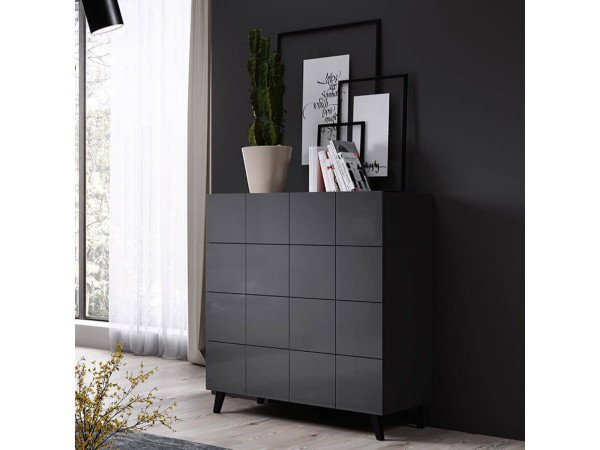 REJA CAMA MEBLE Комод 4S графит глянец