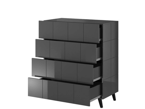 REJA CAMA MEBLE Комод 4S графит глянец