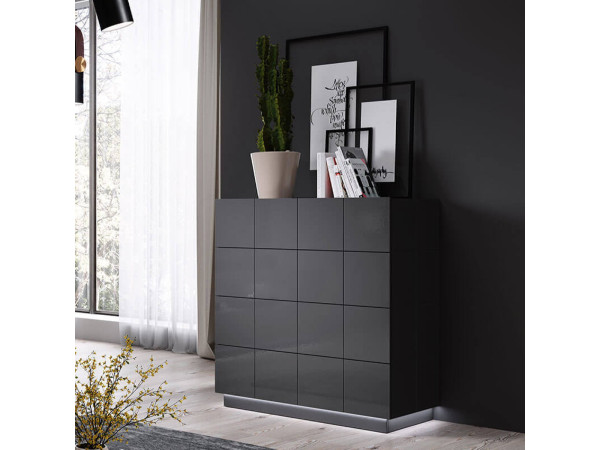 REJA CAMA MEBLE Комод 4S графит глянец