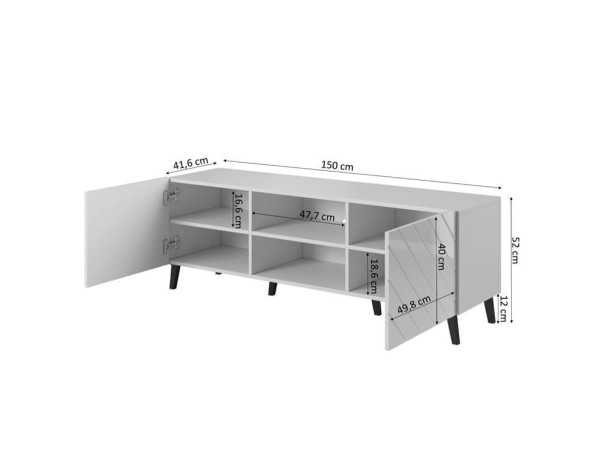 ABETO 150 CAMA MEBLE Тумба ТВ черный / черный глянец