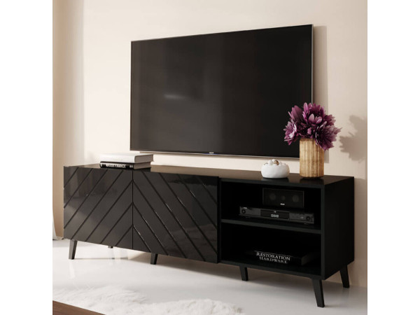 ABETO 150 CAMA MEBLE Тумба ТВ черный / черный глянец