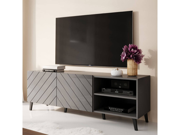 ABETO 150 CAMA MEBLE Тумба ТВ графит / графит глянец