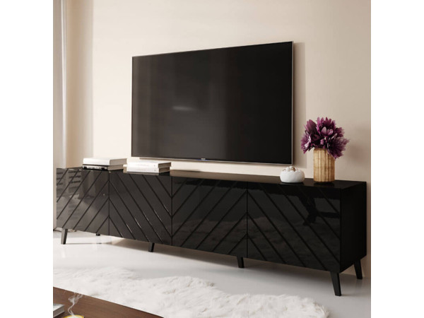 ABETO 200 CAMA MEBLE Тумба ТВ черный / черный глянец