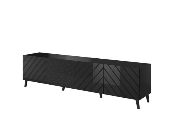 ABETO 200 CAMA MEBLE Тумба ТВ черный / черный глянец
