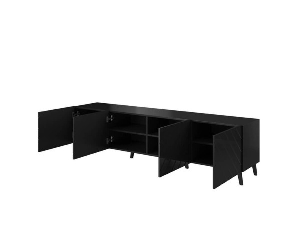 ABETO 200 CAMA MEBLE Тумба ТВ черный / черный глянец