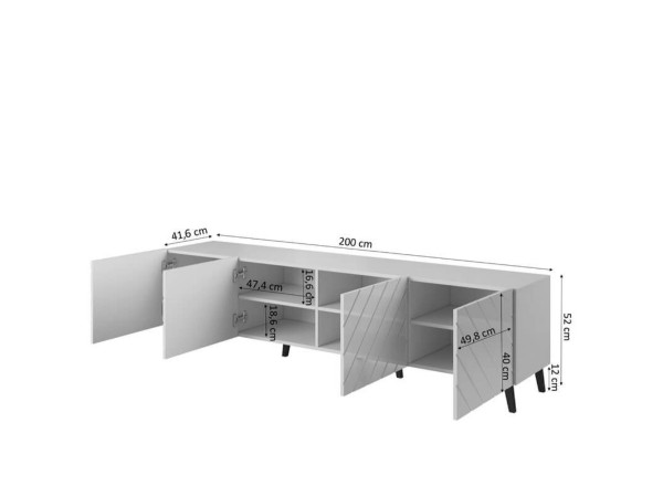 ABETO 200 CAMA MEBLE Тумба ТВ черный / черный глянец