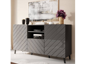 ABETO CAMA MEBLE Комод графит / графит глянец