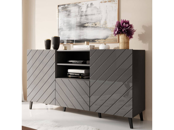 ABETO CAMA MEBLE Комод графит / графит глянец