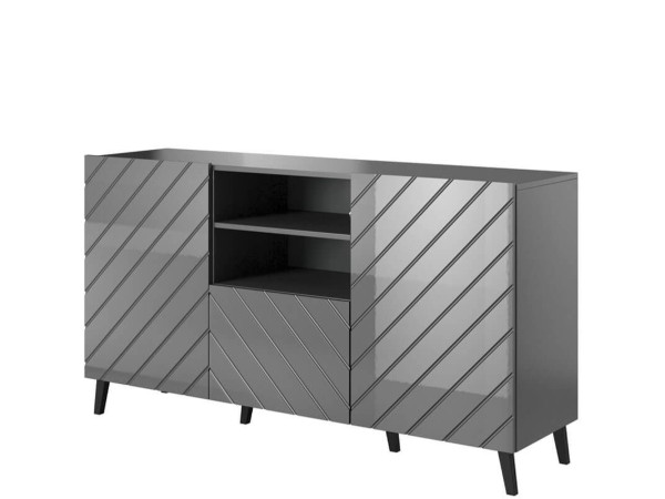 ABETO CAMA MEBLE Комод графит / графит глянец