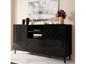 ABETO CAMA MEBLE Комод черный / черный глянец