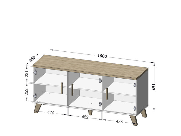 LOTTA CAMA MEBLE Комод 150 3D дуб вотан