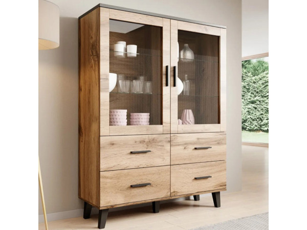 LOTTA CAMA MEBLE Витрина 120 2D4S дуб вотан