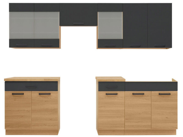 SEMI LINE Витрина навесная G-40/72-LV/PV BRW дуб / черный