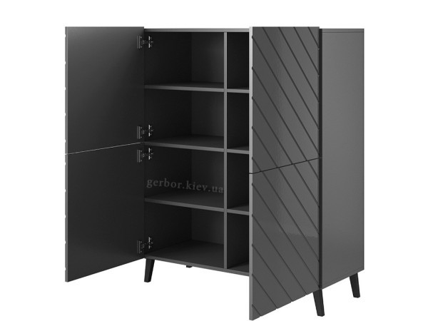 ABETO CAMA MEBLE Комод 100 графіт / графіт глянець