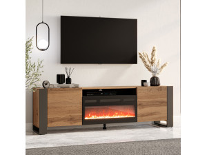WOOD EF CAMA MEBLE Тумба ТВ з чорним електрокаміном