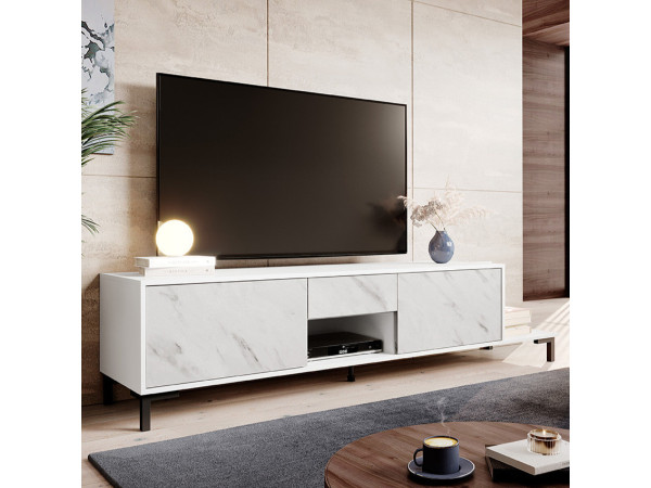 MARMO 2D1S1K CAMA MEBLE Тумба ТВ білий / білий мармур