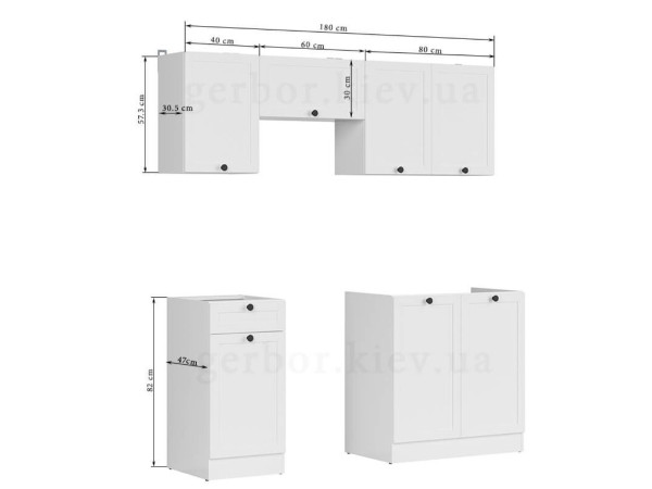 JUNONA LINE 180 BBL Кухня BRW білий (без стільниці)
