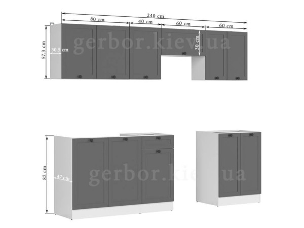 JUNONA LINE 240 BBL Кухня BRW графіт (без стільниці)