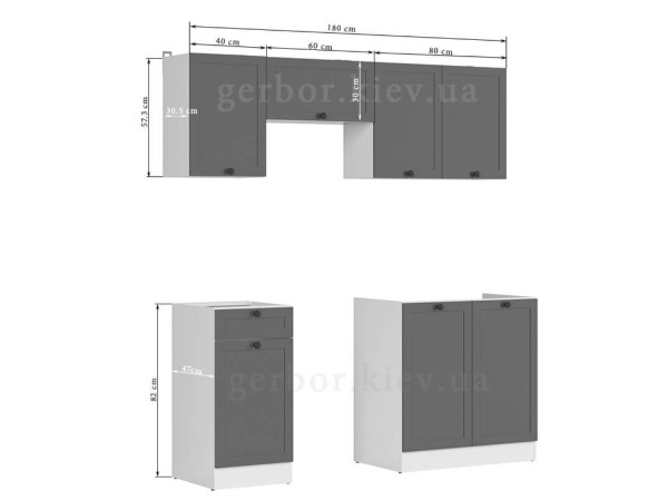 JUNONA LINE 180 BBL Кухня BRW графіт (без стільниці)