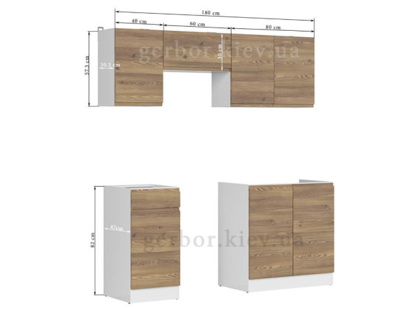 JUNONA LINE 180 ZBL Кухня BRW модрина