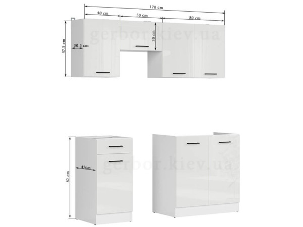 JUNONA LINE 170 ZBL Кухня BRW крейдяний глянець