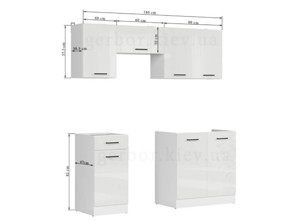 JUNONA LINE 180 ZBL Кухня BRW крейдяний глянець