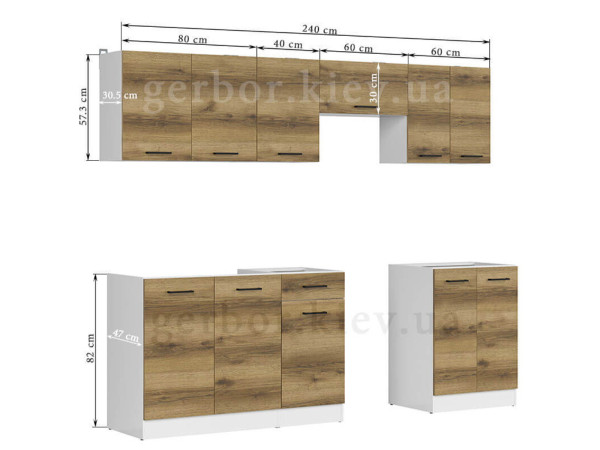 JUNONA LINE 240 ZBL Кухня BRW делано світлий