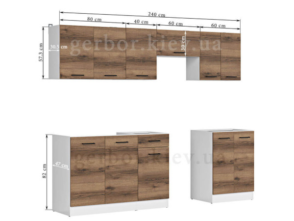 JUNONA LINE 240 ZBL Кухня BRW делано темний