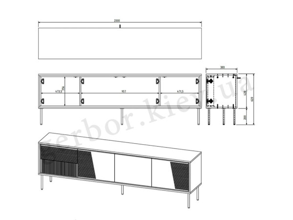ABI 200 4D CAMA MEBLE Тумба ТВ білий