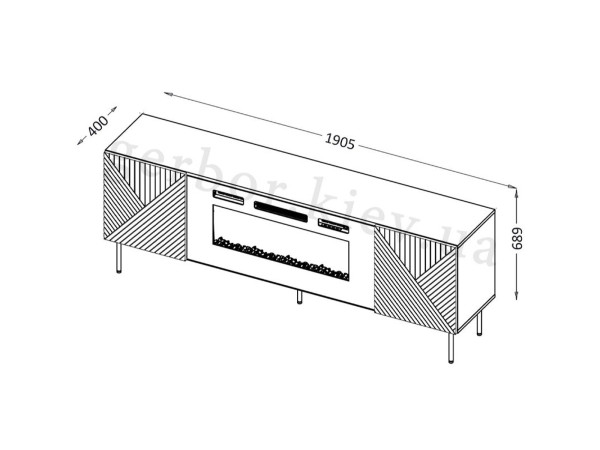 ART DECO EF RTV CAMA MEBLE Тумба ТВ з електрокаміном