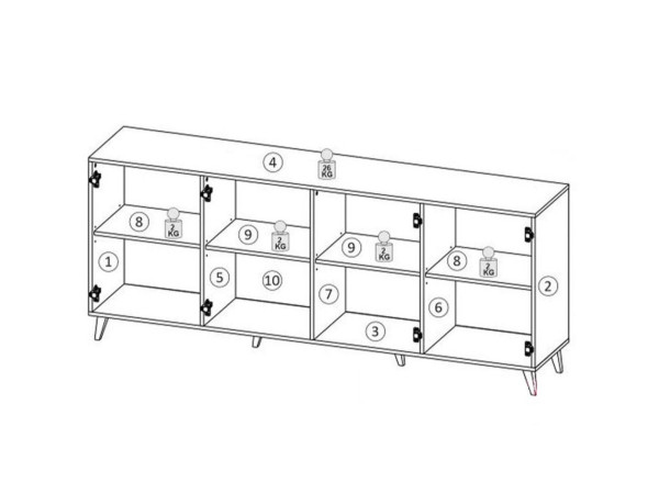 BARI 200 4D CAMA MEBLE Комод чорний