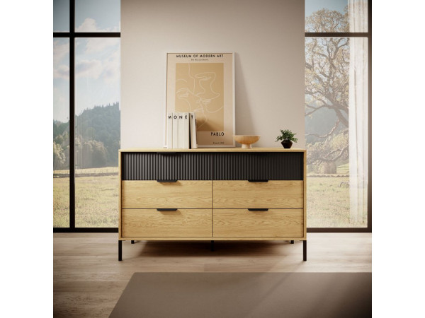 Комод Perfect Home Балтик / Baltic 6S/138 з 6 шухлядами Дуб балтик/чорний
