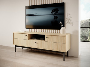 Тумба під ТВ Perfect Home Джапанді / Japandi RTV154 2-дверна з 1 шухядою Дуб лінеа