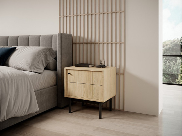 Тумба приліжкова Perfect Home Джапанді / Japandi S54 1-дверна Дуб лінеа