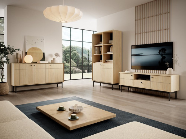 Тумба під ТВ Perfect Home Джапанді / Japandi RTV154 2-дверна з 1 шухядою Дуб лінеа