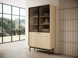 Вітрина Perfect Home Джапанді / Japandi WT104 2-дверна Дуб лінеа