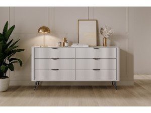 Комод Perfect Home Ланте / Lante з 6 шухлядами і чорними ніжками 6S/163 Білий