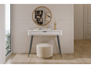 Стіл туалетний Perfect Home Ланте / Lante 1S/100 з 1 шухлядою і чорними ніжками Білий