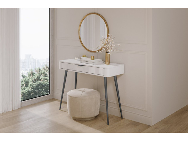 Стіл туалетний Perfect Home Ланте / Lante 1S/100 з 1 шухлядою і чорними ніжками Білий