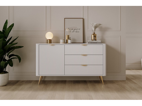 Комод Perfect Home Ланте / Lante 1-дверний з 3 шухлядами і золотими ніжками 1D3S/138 Білий