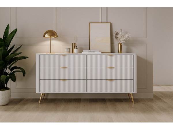 Комод Perfect Home Ланте / Lante з 6 шухлядами і золотими ніжками 6S/163 Білий