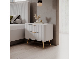 Тумба приліжкова Perfect Home Ланте / Lante з 2 шухлядами і золотими ніжками 2S Білий