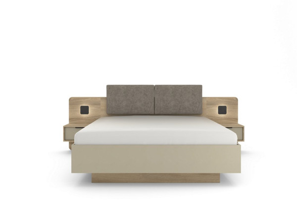 Ліжко (каркас) Perfect Home Летто / Letto 160 двоспальне з тумбами приліжковими та підсвіткою Дуб терра темний/сірий кам'яний